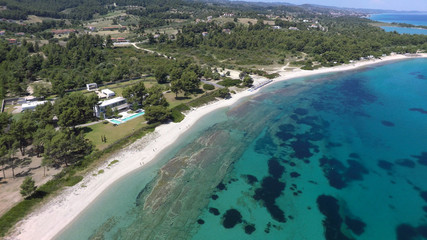 Fototapeta na wymiar Aerial view of coastline of Kassandra peninsula, Greece