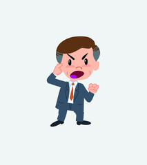 Businessman screams angry in aggressive attitude.