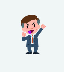 Businessman cheering enthusiastically.