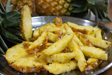 Fresh delicious pineapple fruit on table
