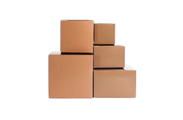 Five orange boxes