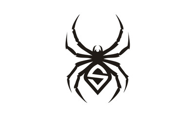 Initial Letter S Spider Black logo design silhouette 