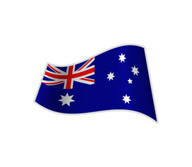 The Flag Of Australia. Vector illustration of a state. green continent