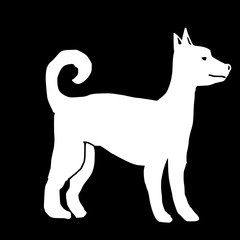Figure silhouette of a dog in black and white 