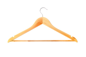 Clothes Hanger Wood On White Background.