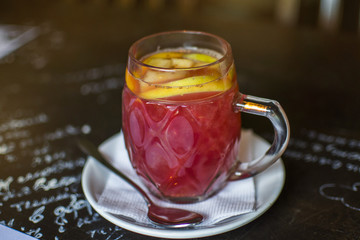 summer fruit tea in a cafe
