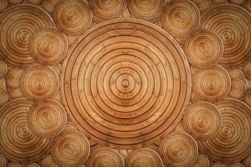 Beautiful texture of wooden rings, warm color