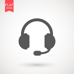 Flat icon of support. headphone icon vector, in trendy flat style isolated on white background
