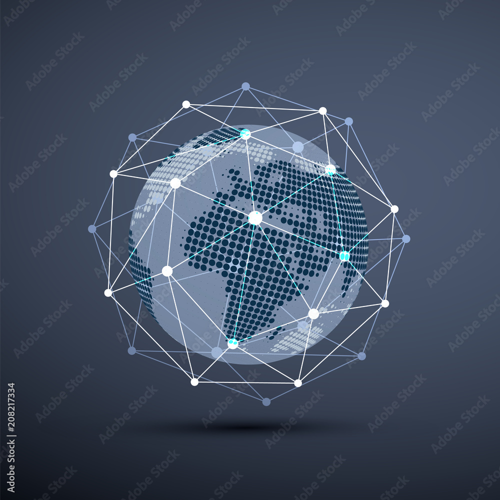 Poster digital network connections, technology background - cloud computing design concept with spotted wor