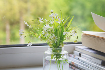 bouquet on the window