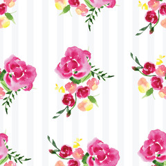 Obraz premium Hand-painted watercolor floral rose Pattern