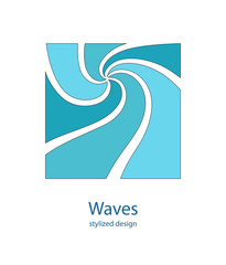 Obraz premium Water Wave Logo abstract design. Cosmetics Surf Sport Logotype c