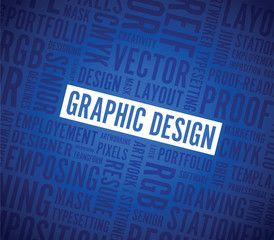 graphic design words blue background