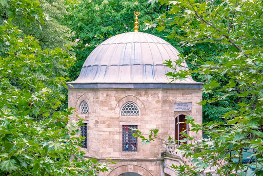 Masjid  or mosque at courtyard of historical Koza Han in Bursa, Turkey
