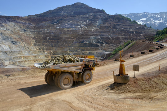 Opencast mining quarry in Austrian Alps