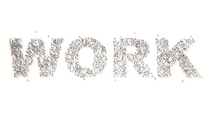 many people in form text work 3d rendering