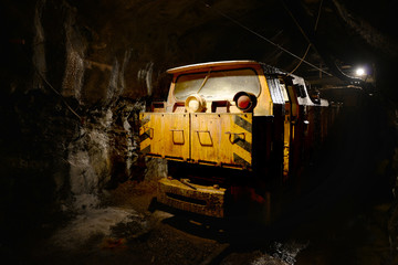 Fototapeta na wymiar Service train inside mining quarry