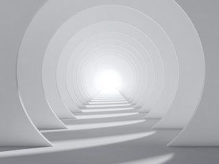 Abstract white 3d round tunnel interior - obrazy, fototapety, plakaty