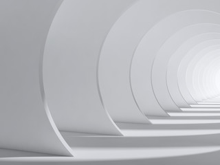 Abstract white tunnel interior. 3d render