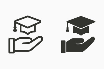 Graduation cap vector icon.