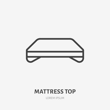 Mattress top flat line icon. Bedding sign. Thin linear logo for interior store.