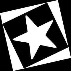 Abstract decorative background with a five-pointed stars with a illusion  movement in a black  - white colors 