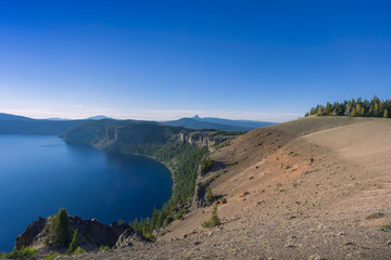 Beautiful scenery of Crater Lake in summer, Crater Lake National Park, Oregon, USA