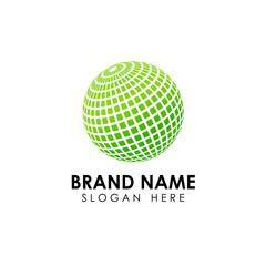 Stylized 3D spherical surface. digital globe icon. This logo is suitable for global company, world technologies and media and publicity agencies
