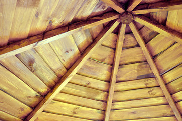 roof of a wooden gazebo from the inside