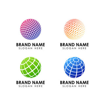 3D digital globe logo design. icon vector illustration. This logo is suitable for global company, world technologies and media and publicity agencies