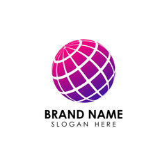 3D digital globe logo design. icon vector illustration. This logo is suitable for global company, world technologies and media and publicity agencies