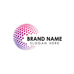 halftone 3D globe logo design vector symbol icon. dotted globe icon