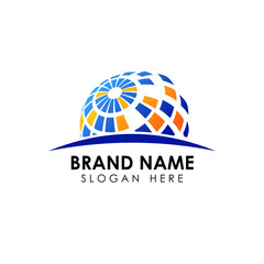 spread 3D globe logo design.  creative  world  shape icon. Technology logo. corporate business logo design vector illustration