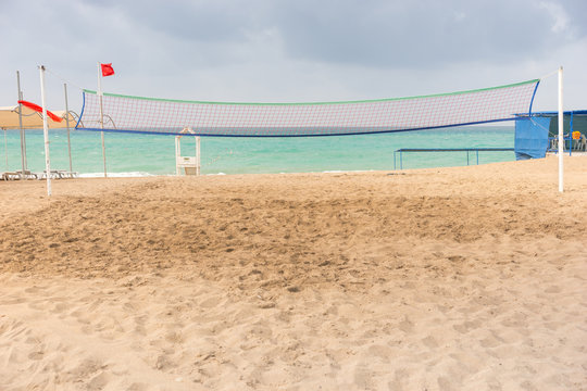 Volley ball net on a sandy tropical beach
