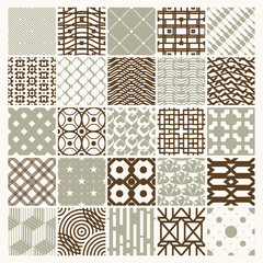 Vector ornamental seamless backdrops set, geometric patterns collection. Ornate textures made in modern simple style.