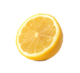Cut citrus fruit on white background