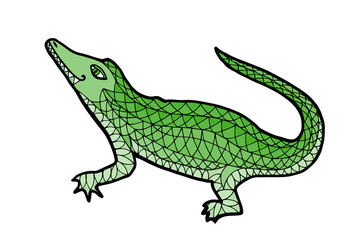 Crocodile vector illustration. Alligator zen tangle, zen doodle, zenart, coloring book tatoo