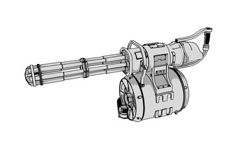 sketch of a military machine gun vector
