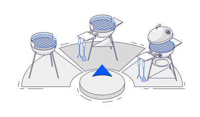 Choose your grill. Vector illustration for mobile phones, apps, posters and flyers.
