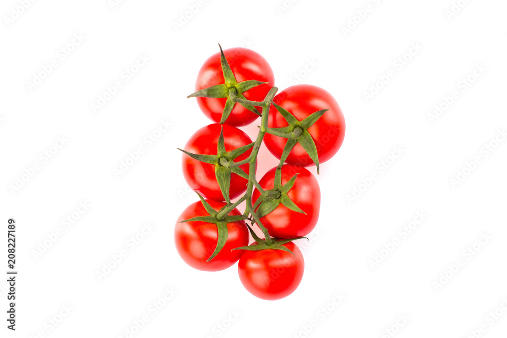 Wall mural bunch of cherry tomatoes isolated on white background