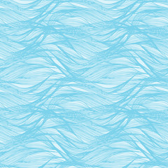 Fototapeta na wymiar Abstract light blue waves seamless line pattern