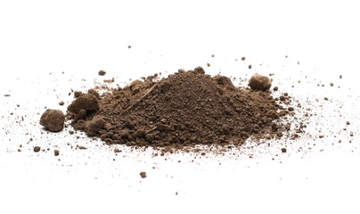 Dirt pile isolated on white background, with clipping path, side view