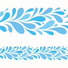  Water drop on white background.Stylized seamless pattern of blu