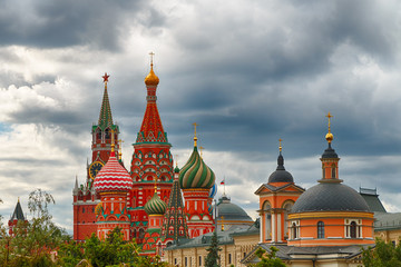 Fototapeta na wymiar Russia. Moscow. Nice view of the main attraction of the city. St Basil's Church