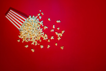 Popcorn in red and white cardboard box