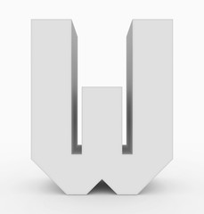 letter W 3d cubic white isolated on white