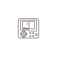 Game portable console - line icon on isolated background. Gaming handheld device vector sign or symbol in thin outline design.