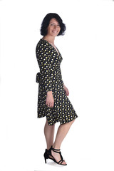 woman walking on white