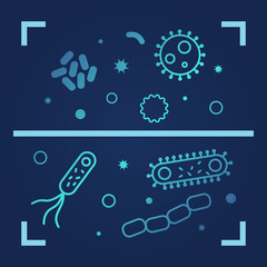 Bacterias  and viruses icons. Vector illustration on dark background