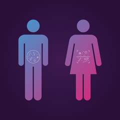 Intestinal bacteria flora in human body. Vector illustration